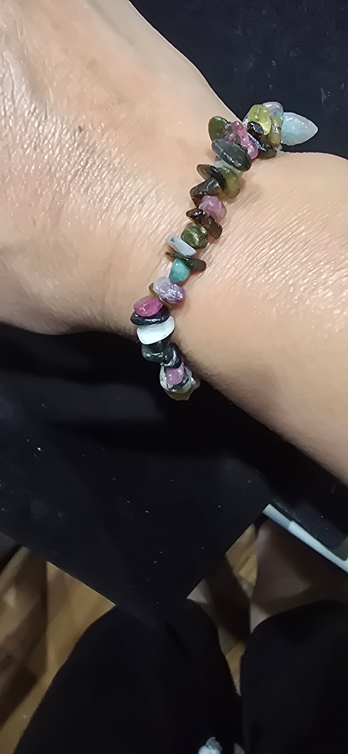 Watermelon Tourmaline  Chip Bracelet