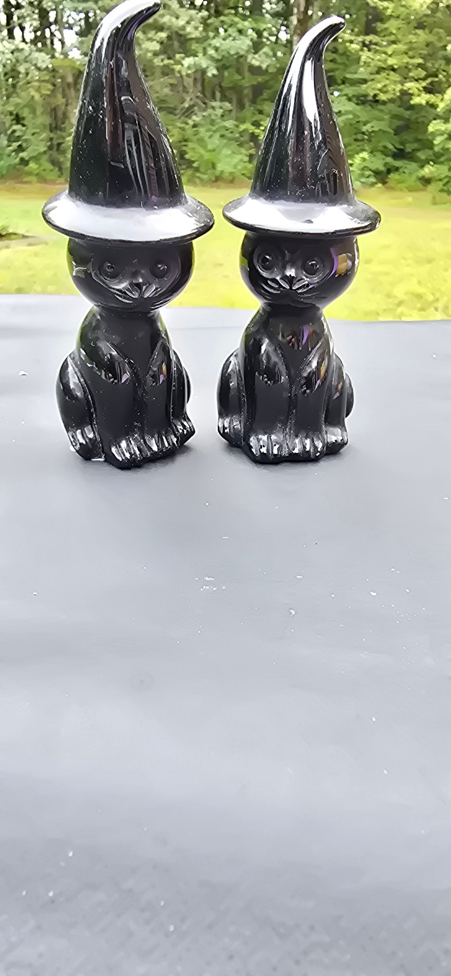 Black Obsidian Witch's  Cat Carvings