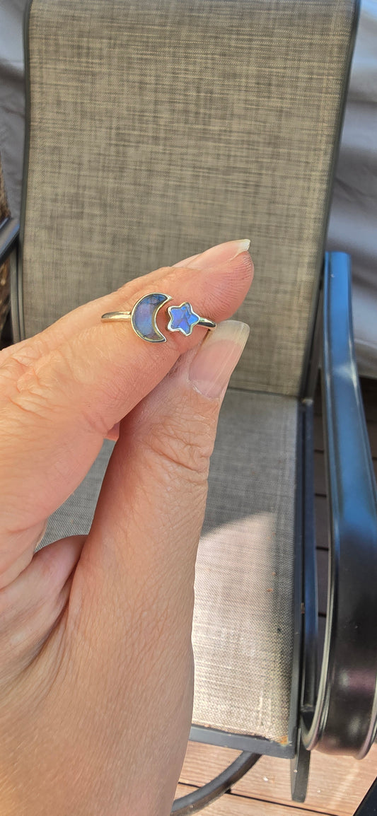 Labradorite Moon/ Star Ring