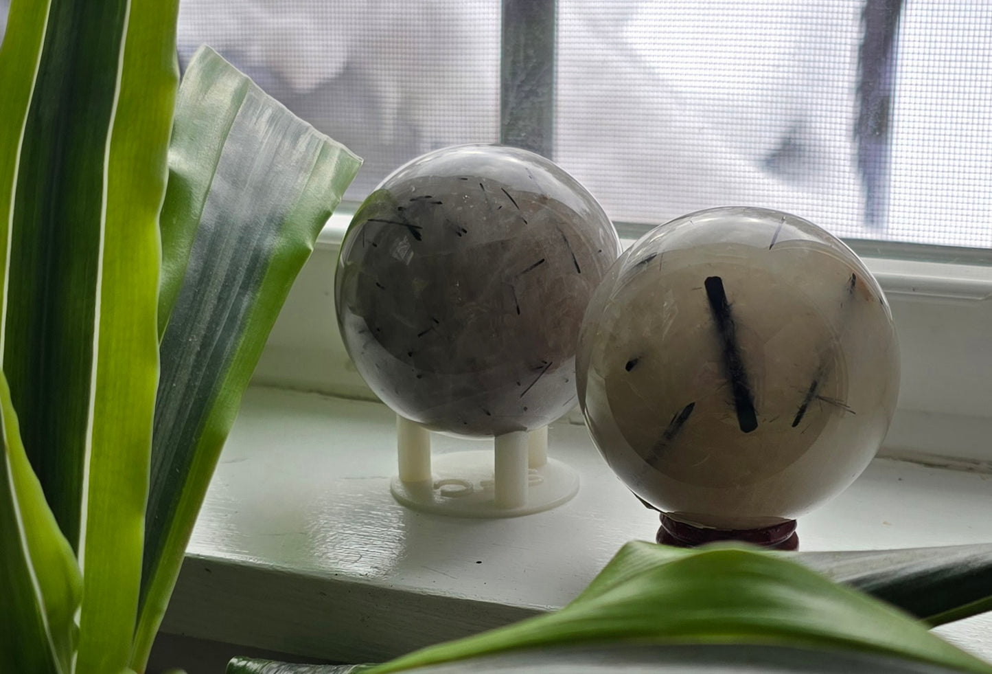 Tourmalinated Quartz Spheres – Polished Natural Quartz