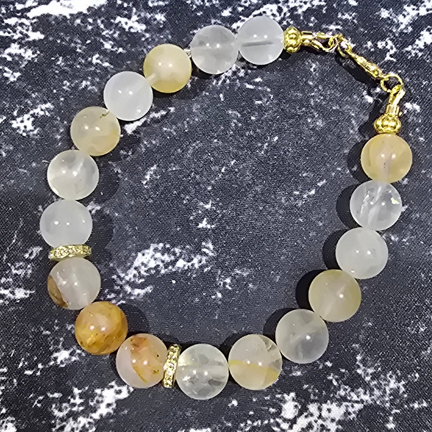 Golden Healer 10mm Beaded Bracelet – Hand Crafted Wire Jewelry