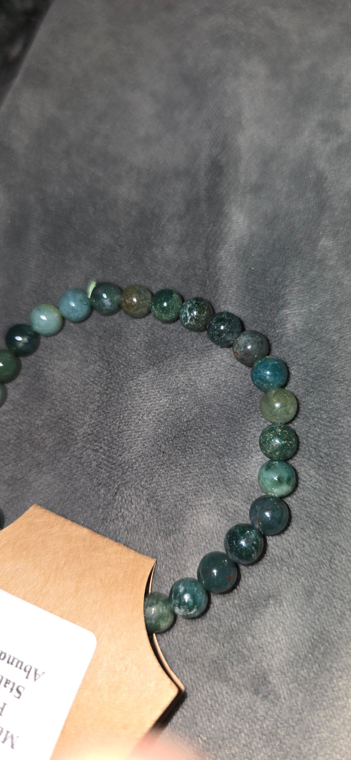 Moss Agate 6mm Beaded Bracelet