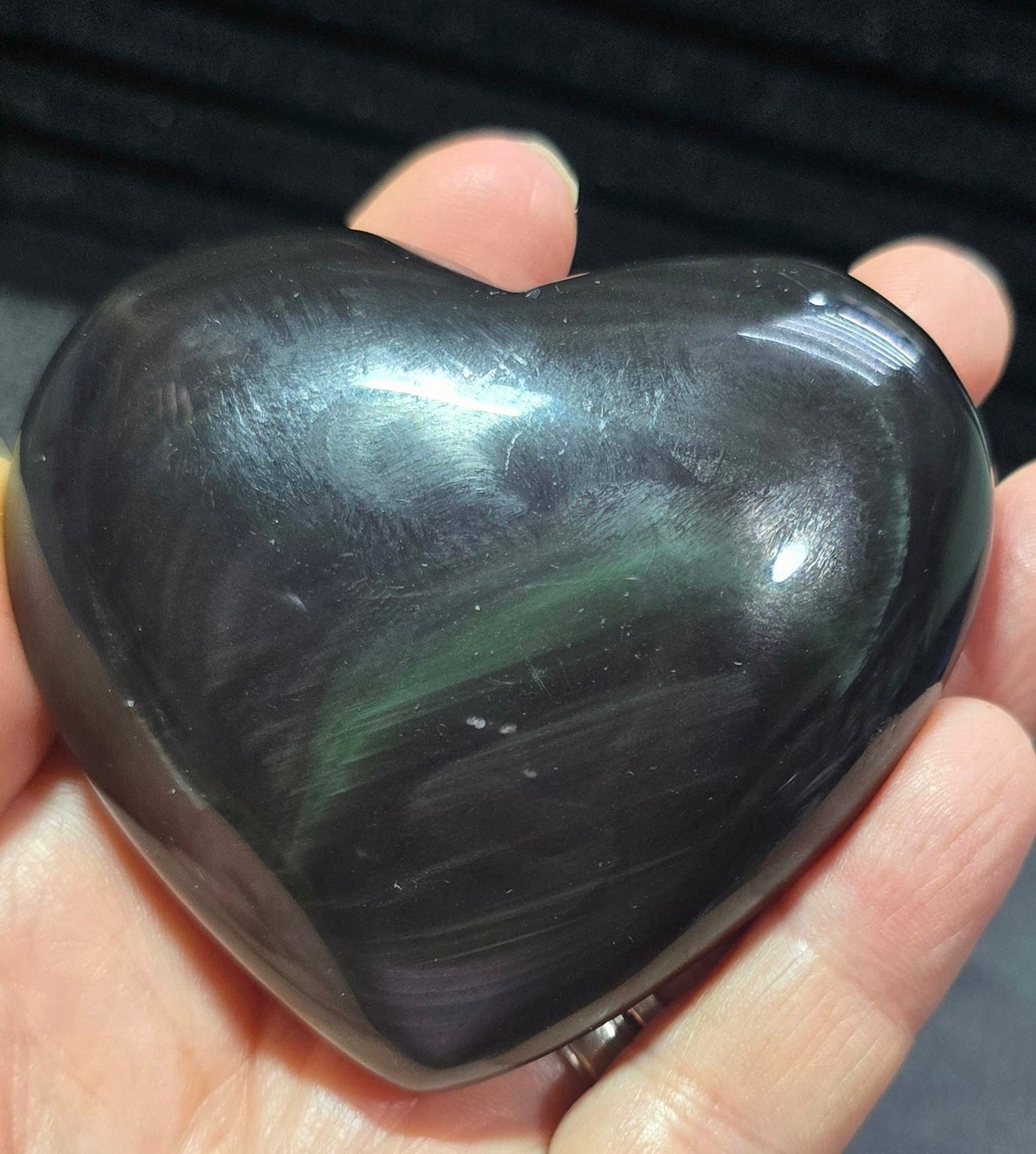 Rainbow Obsidian Heart Carving – Natural Mineral Specimen
