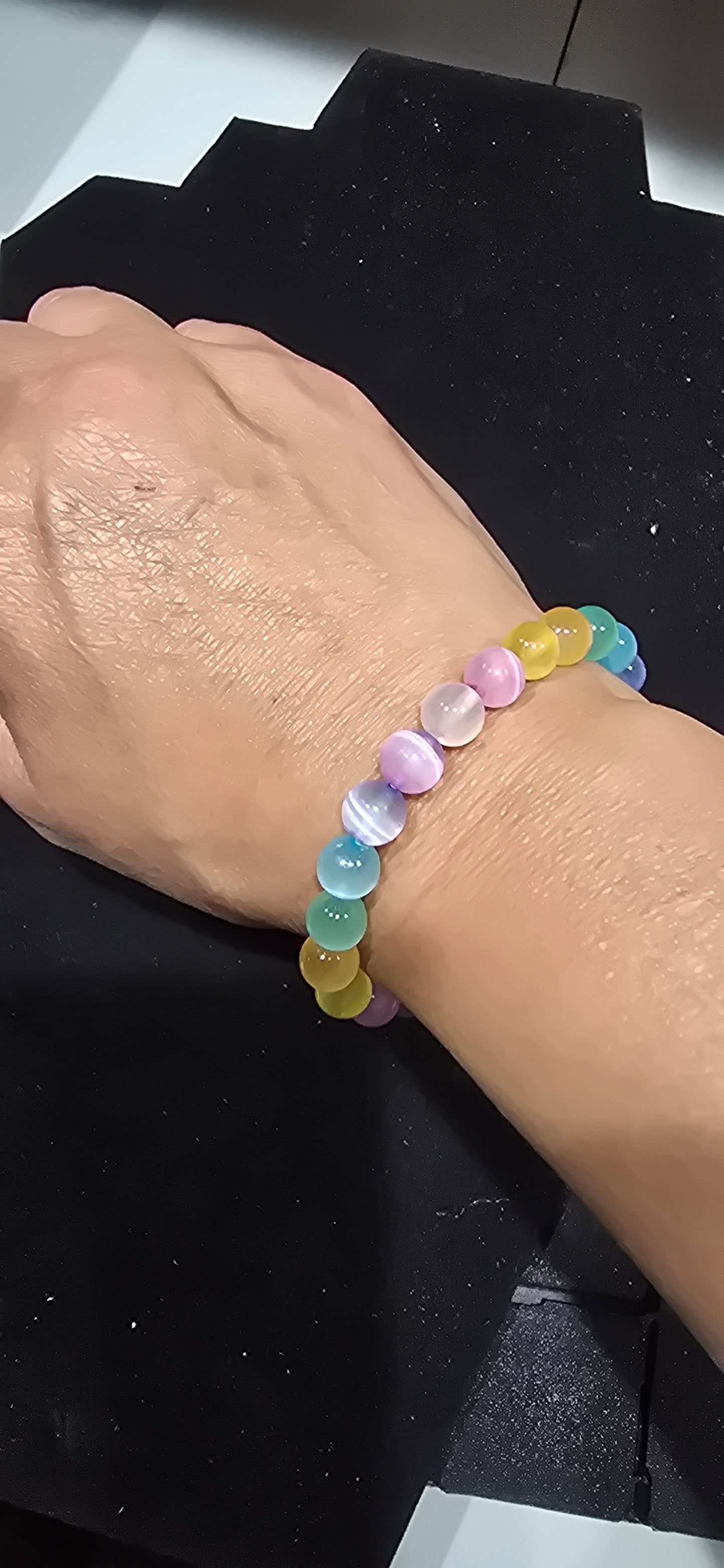 Aura coated Selenite 8mm Bracelet