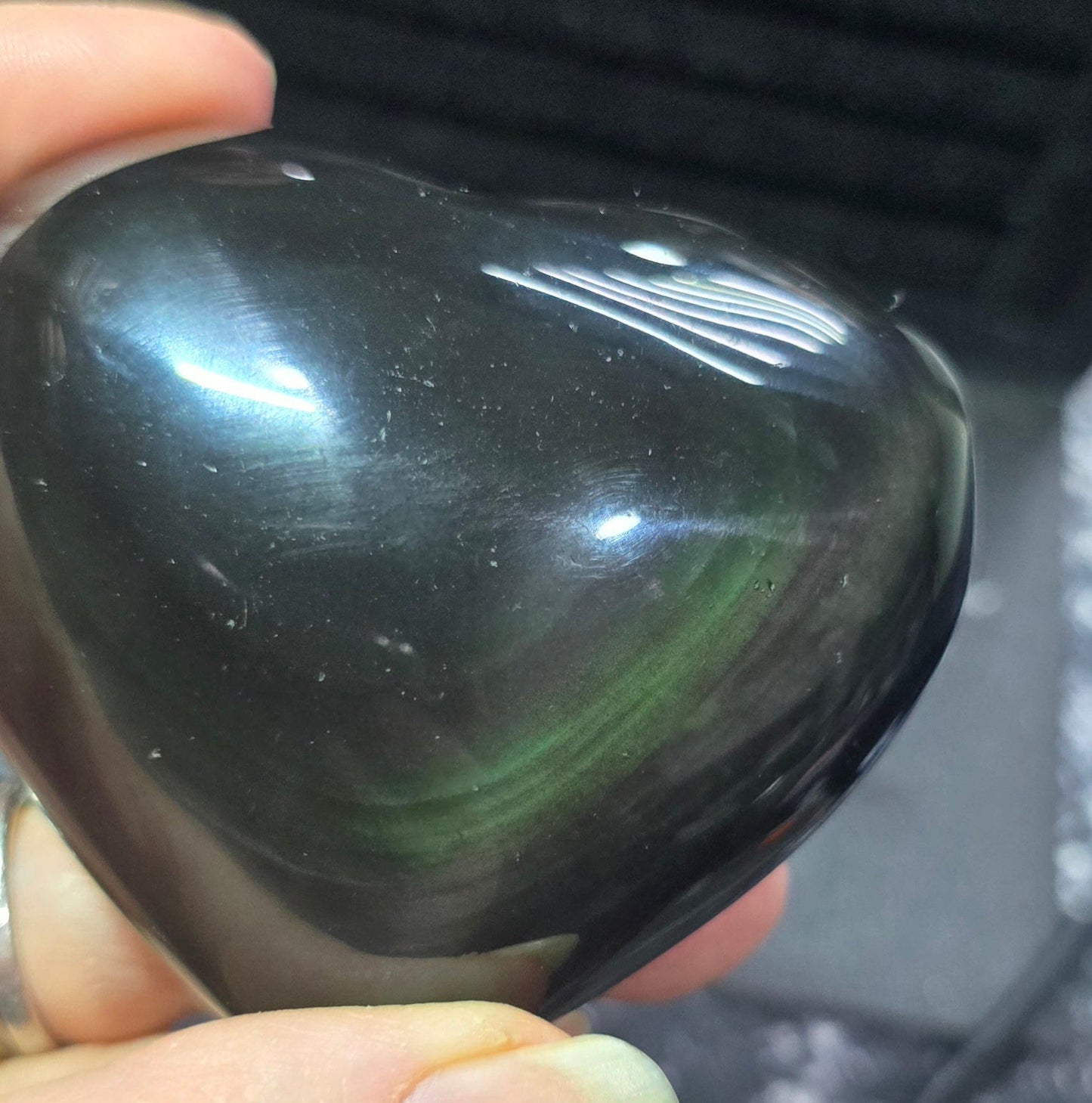Rainbow Obsidian Heart Carving – Natural Mineral Specimen
