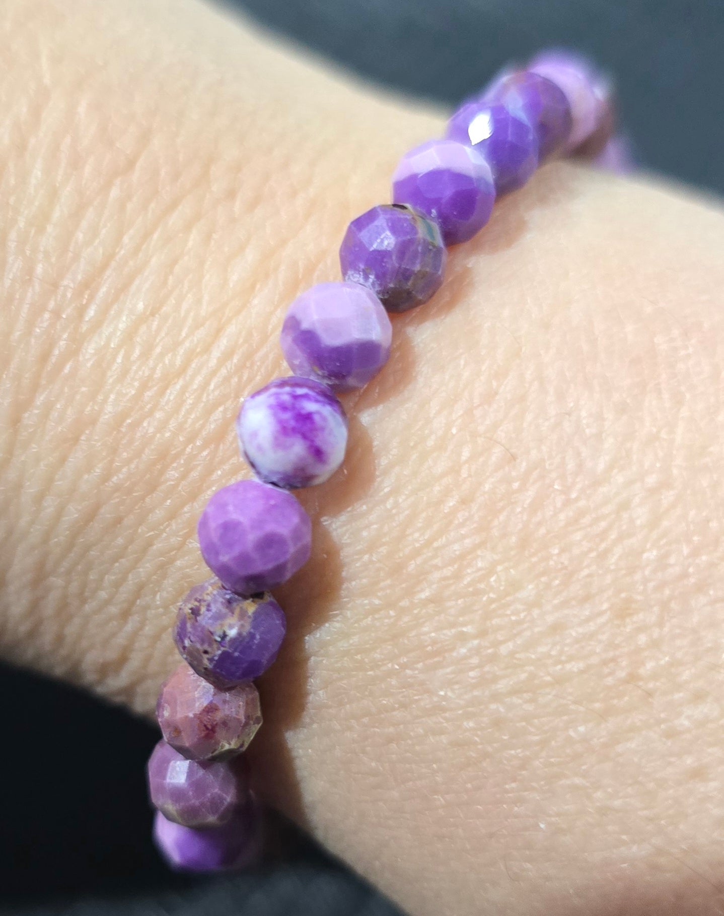 Phosphosiderite 6mm Faceted Beaded Bracelet – Natural Stone Jewelry