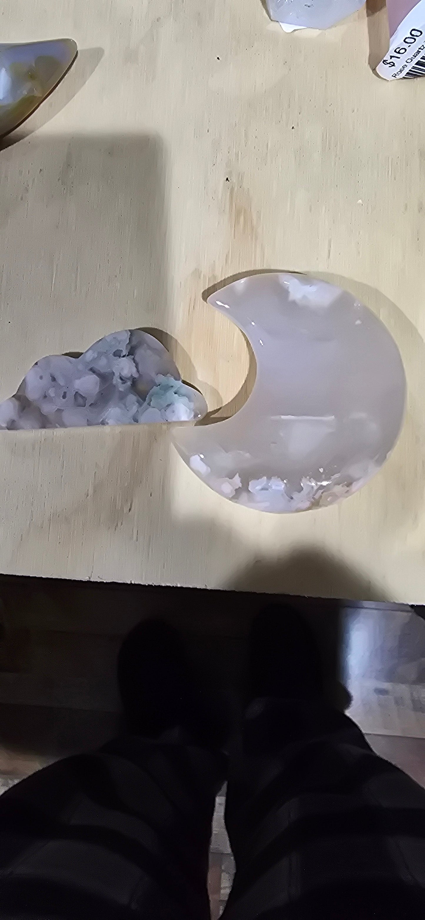 Flower Agate Moon & Cloud Combo - Polished Celestial Carvings Carving Genuine Natural Agate