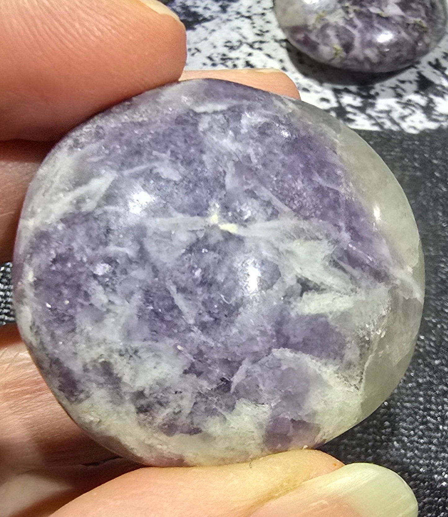 Lepidolite Palm Stones – Polished Natural Lithium Mica