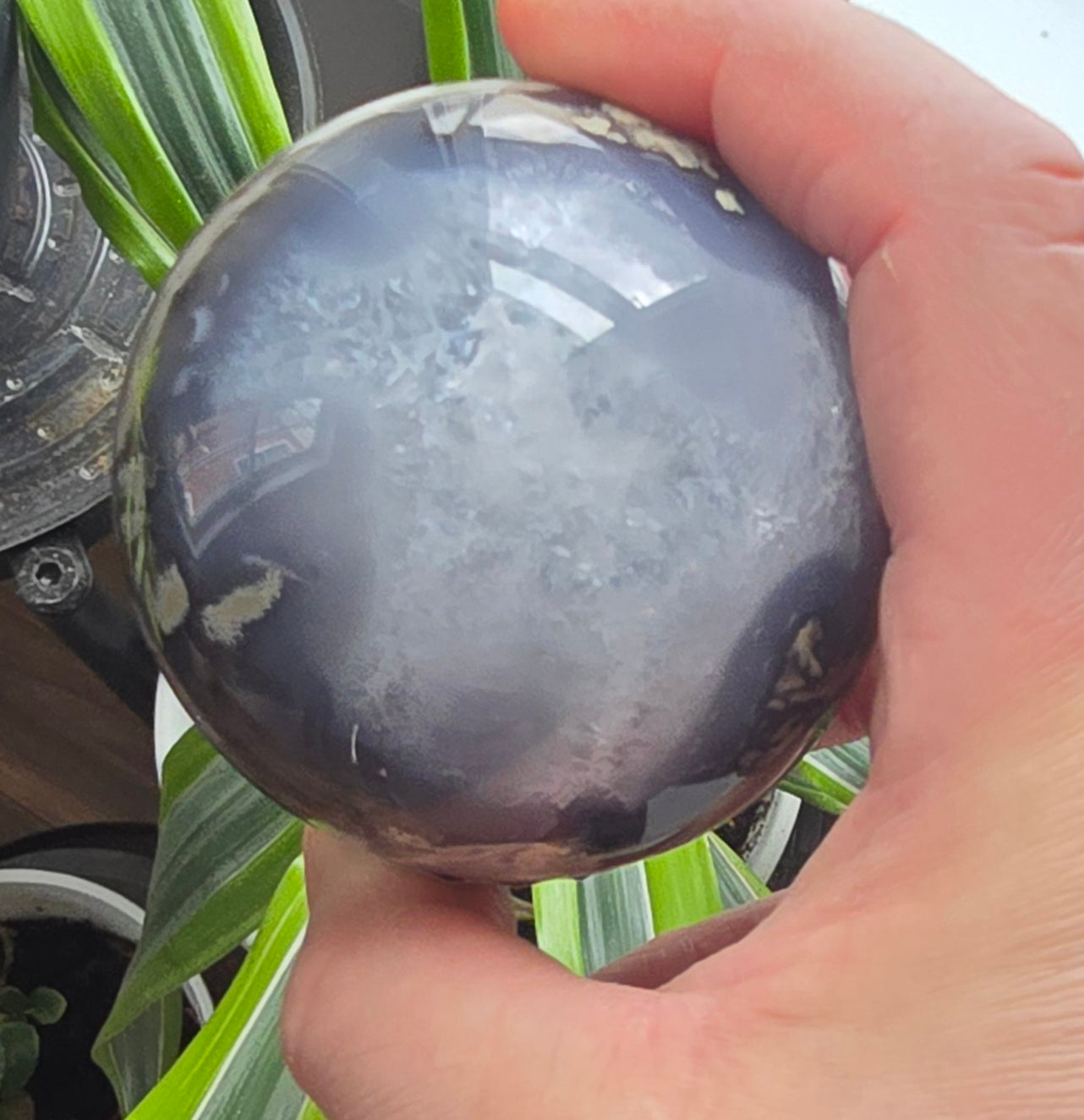Natural Volcano Agate Crystal Sphere