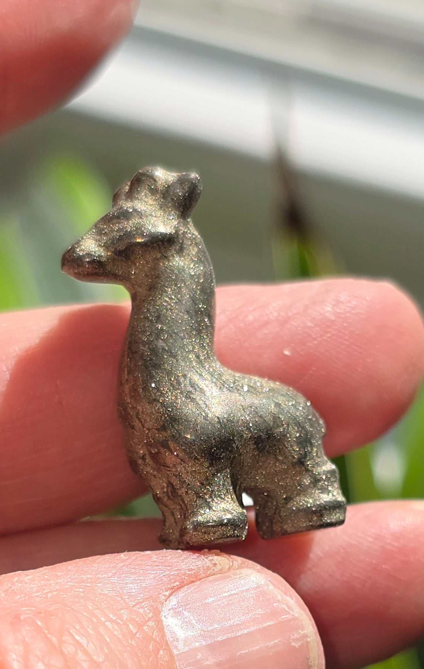 Mini Pyrite Giraffe Carvings – Natural Mineral Specimen