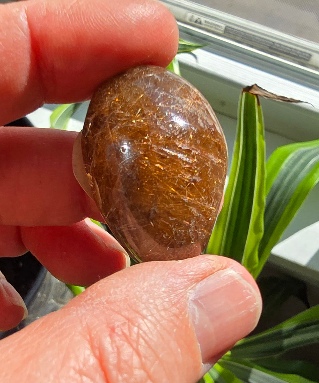 Copper Rutilated Quartz Lens – Genuine Rutile Quartz