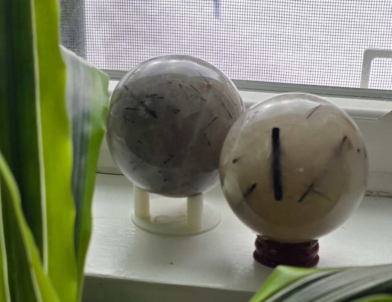 Tourmalinated Quartz Spheres – Polished Natural Quartz