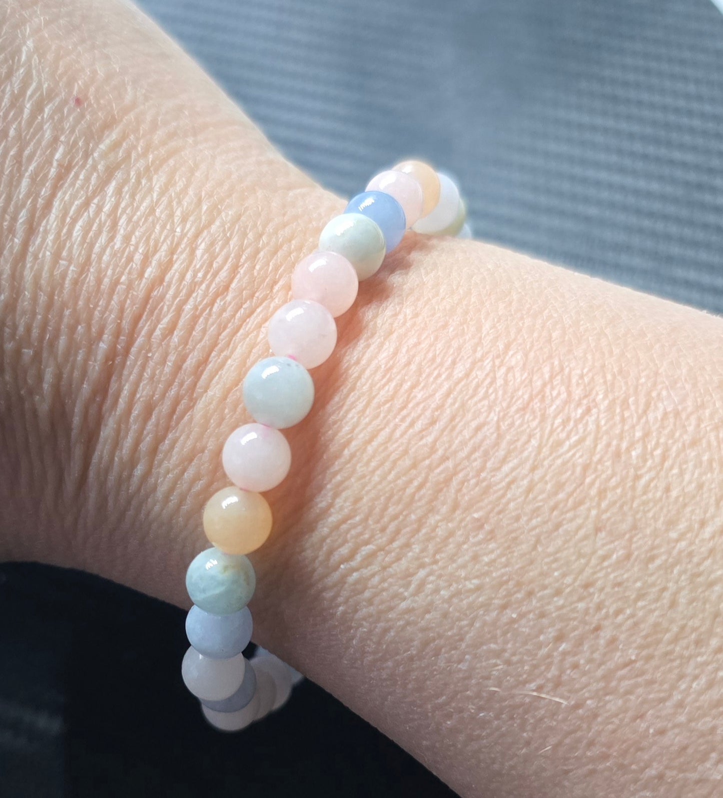 Morganite & Aquamarine 6mm Beaded Bracelet – Natural Stone Jewelry