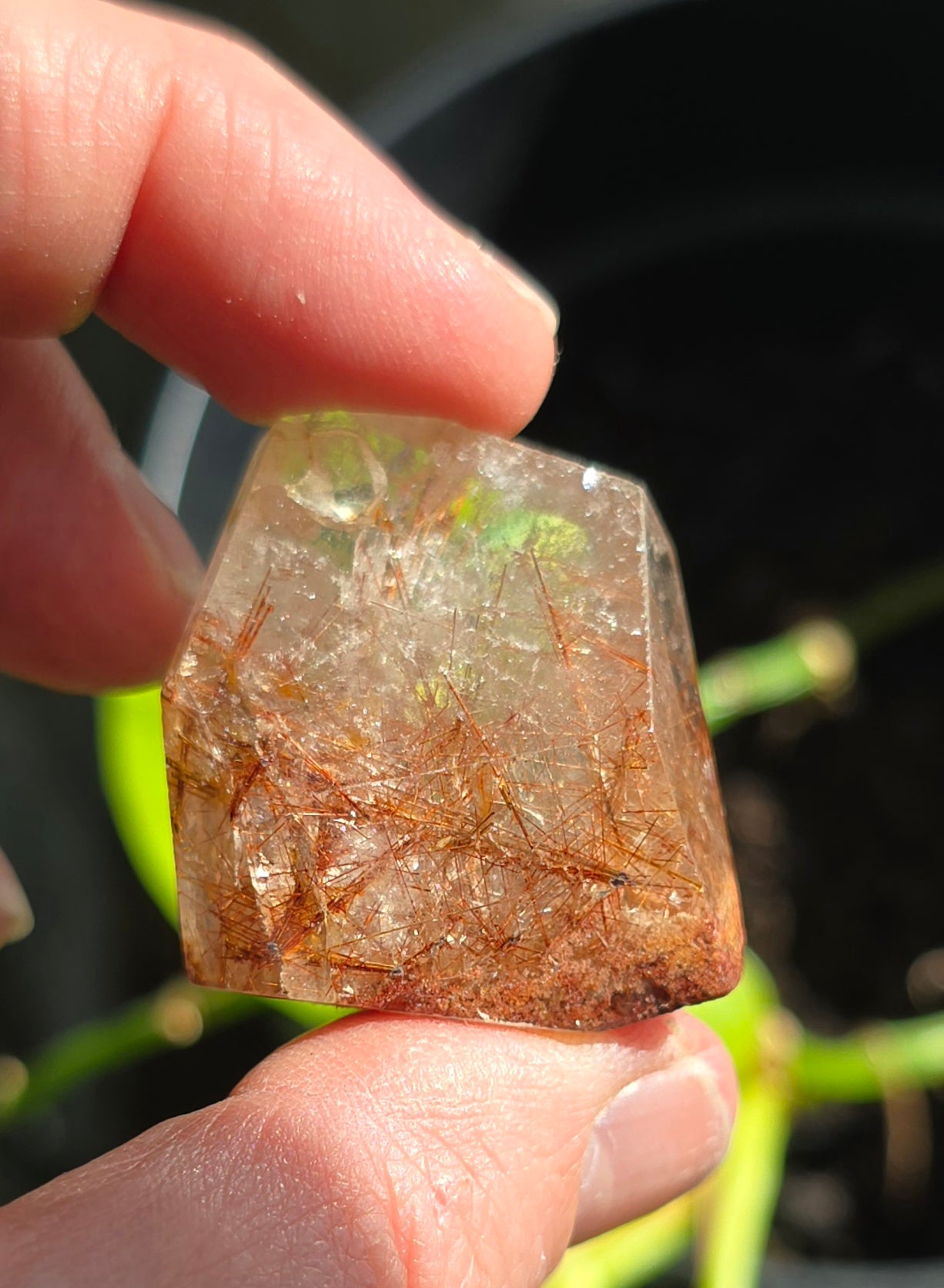 Polished Copper Rutilated Quartz Free-Form with natural rutile inclusions
