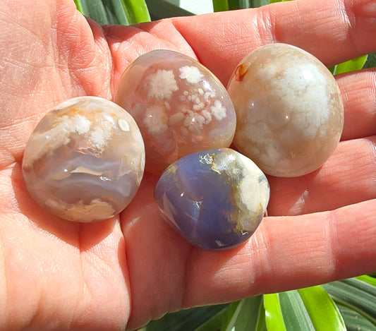 Flower Agate Tumbles - Polished Pink Floral Stones
