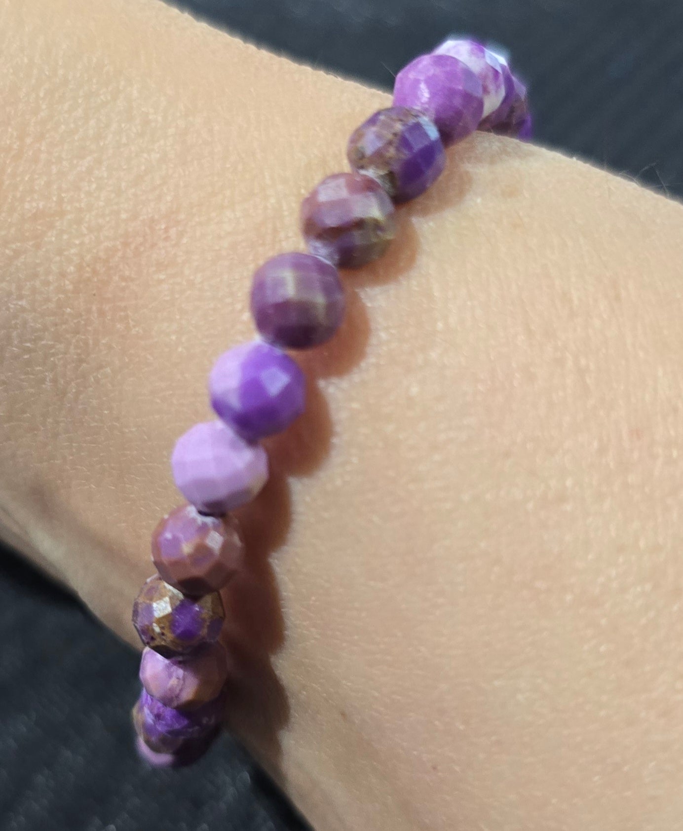 Phosphosiderite 6mm Faceted Beaded Bracelet – Natural Stone Jewelry
