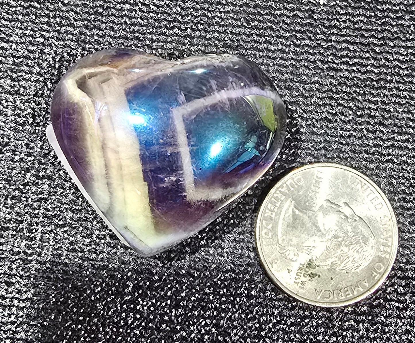 Aura Coated Dream Amethyst Heart Carving – Natural Mineral Specimen