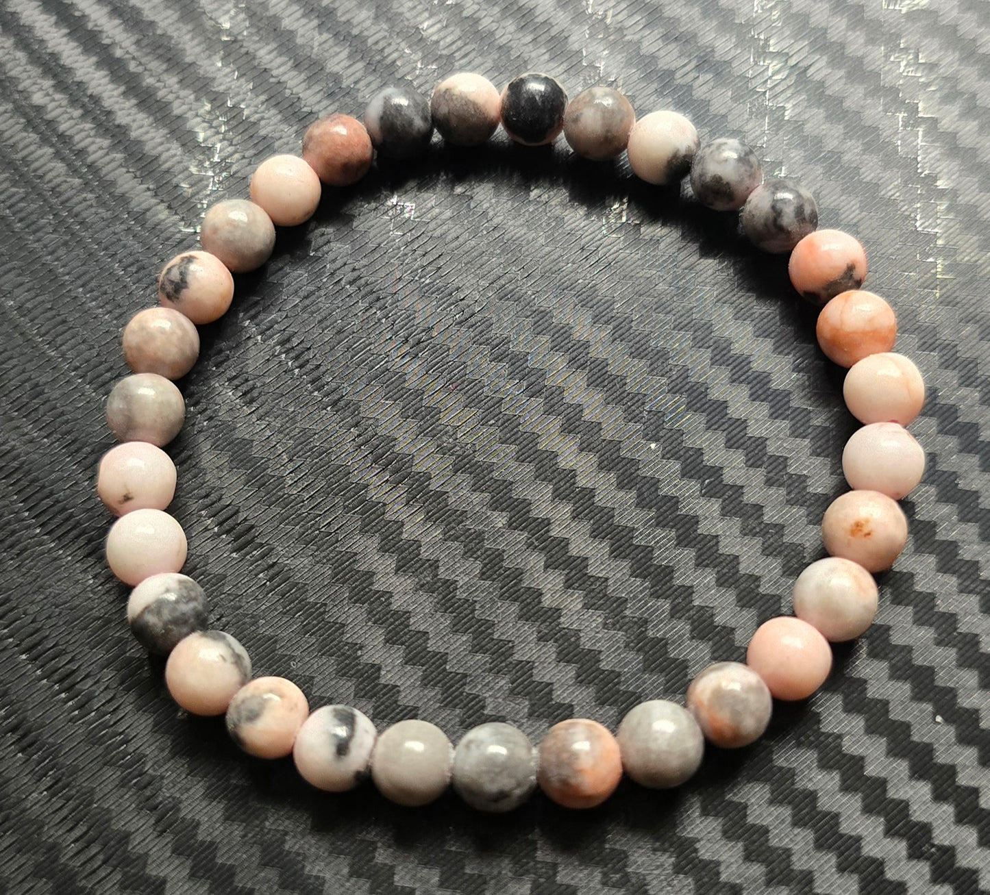 Pink Zebra Jasper 6mm Beaded Bracelet – Natural Stone Jewelry