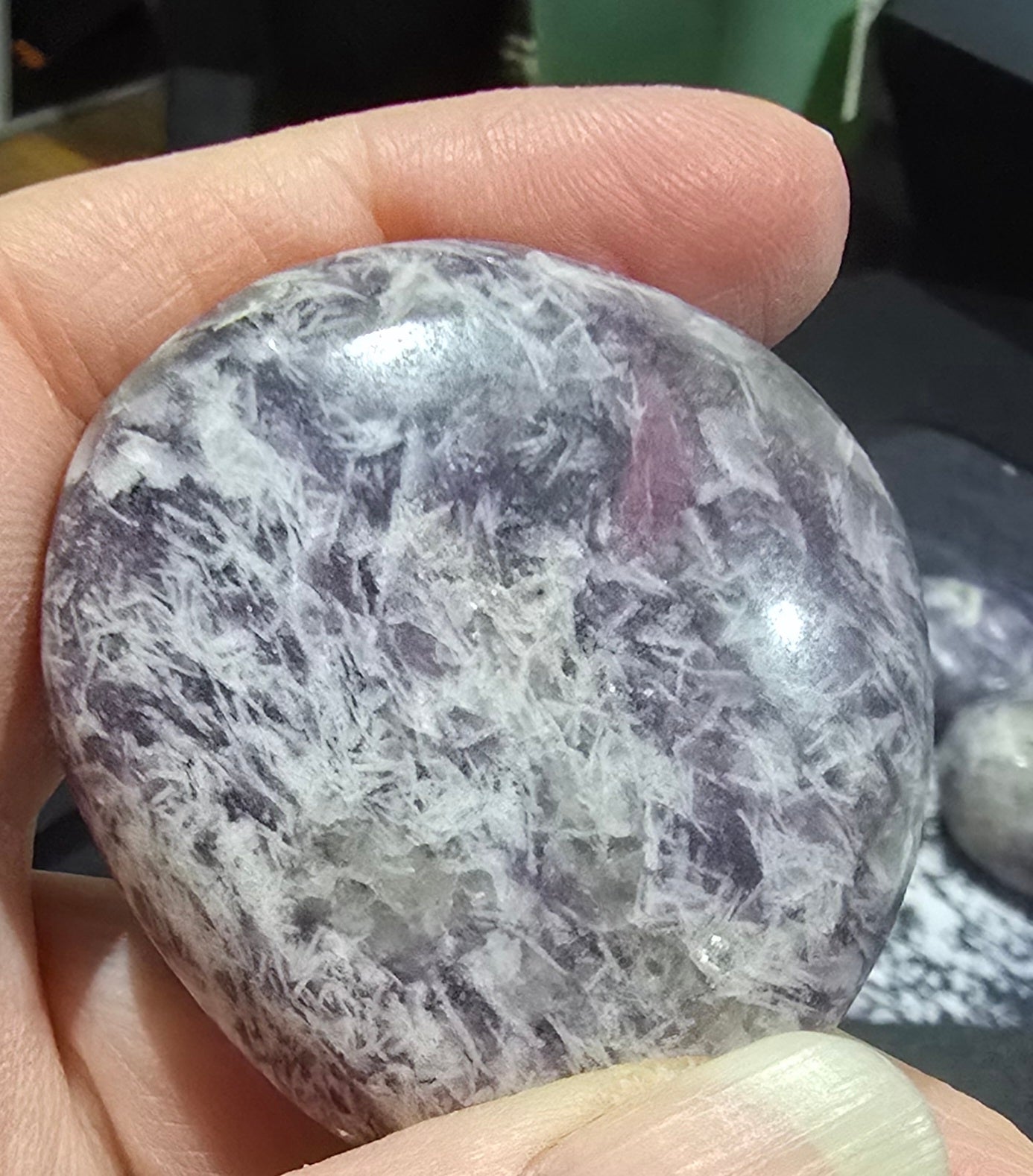 Lepidolite Palm Stones – Polished Natural Lithium Mica