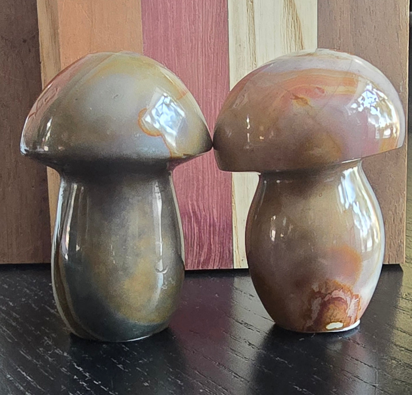 Polychrome Jasper Mushroom Carvings – Polished Natural Jasper