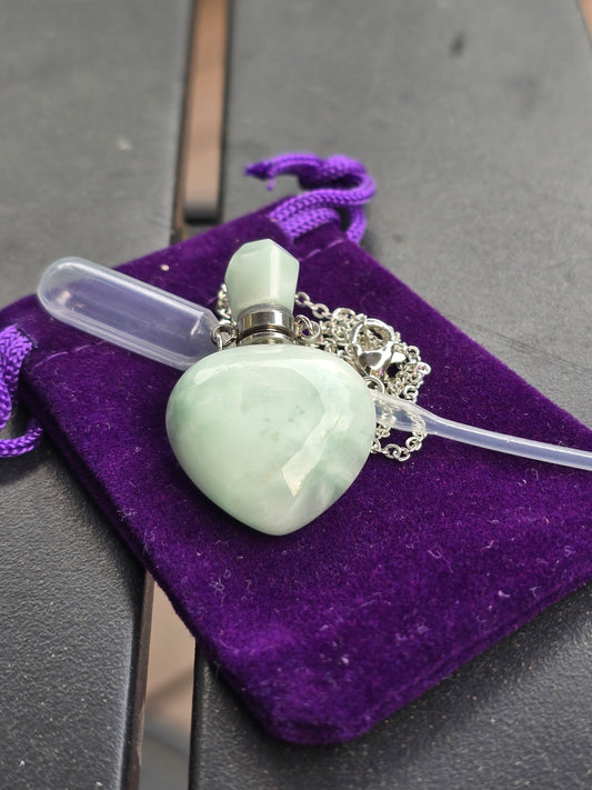 Green pectolite position bottle necklace