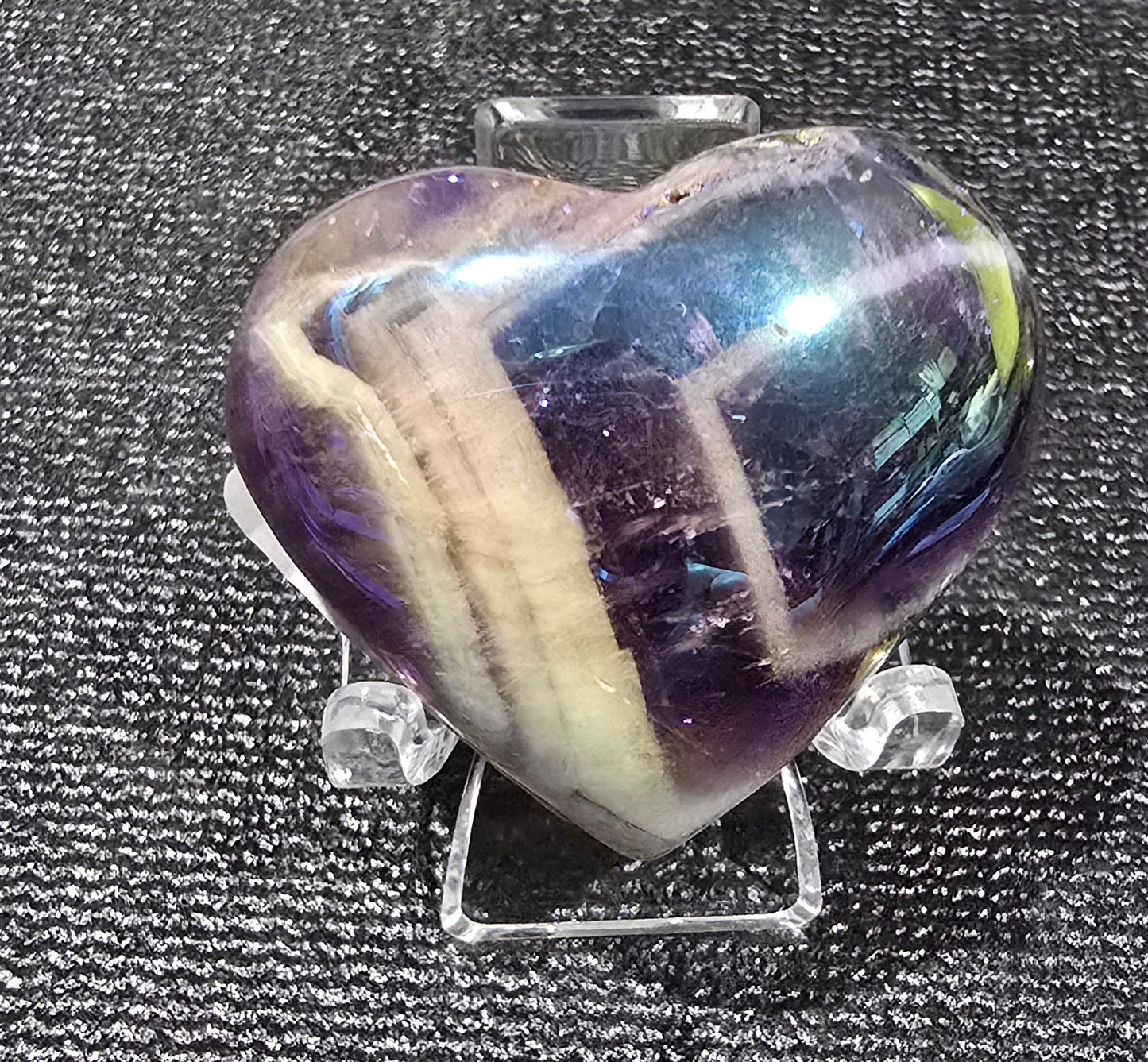 Aura Coated Dream Amethyst Heart Carving – Natural Mineral Specimen