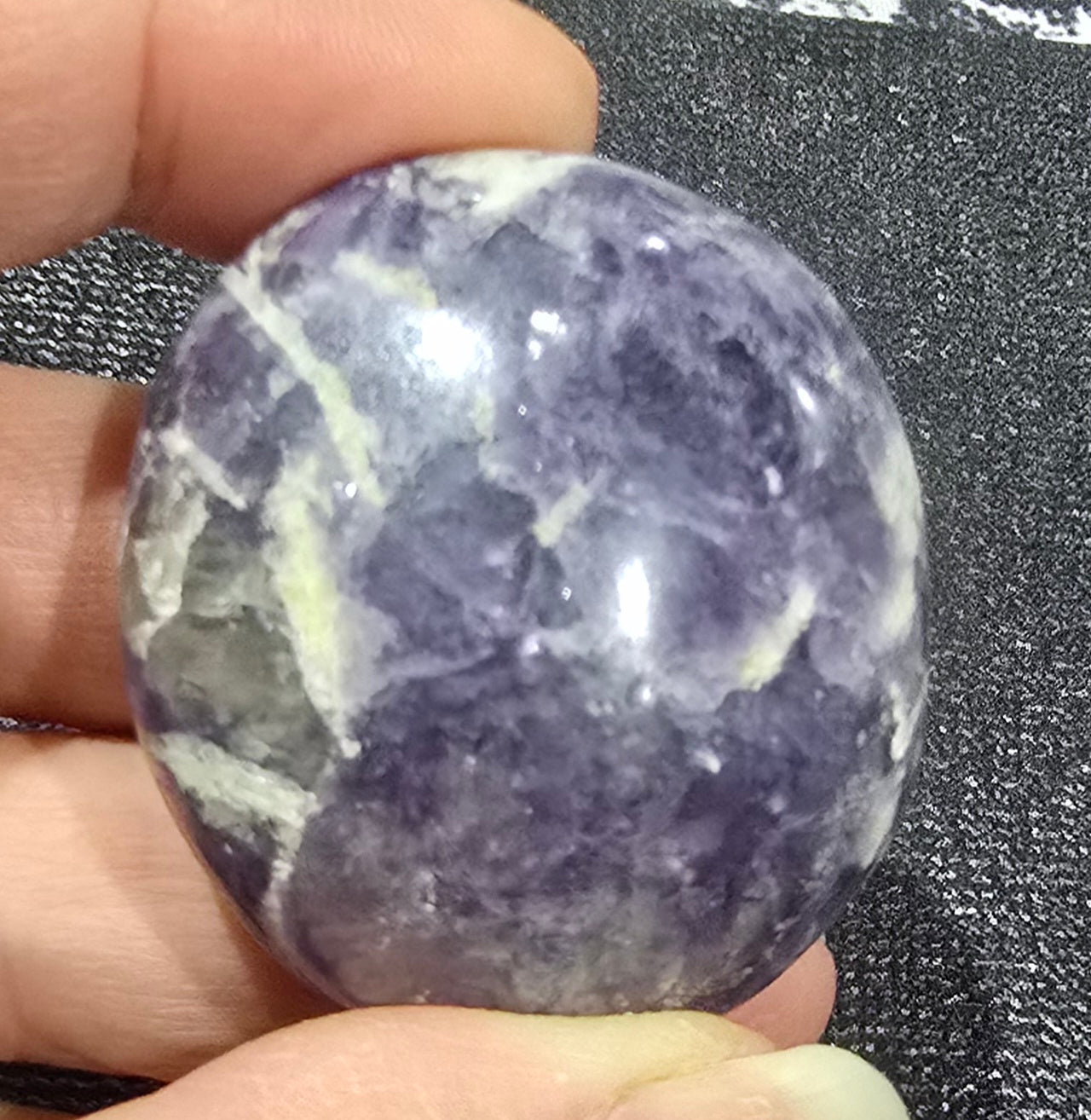 Lepidolite Palm Stones – Polished Natural Lithium Mica