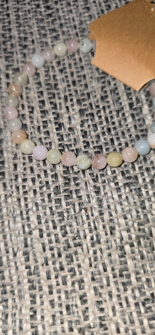 Morganite and Aquamarine  4mm Beaded Bracelet