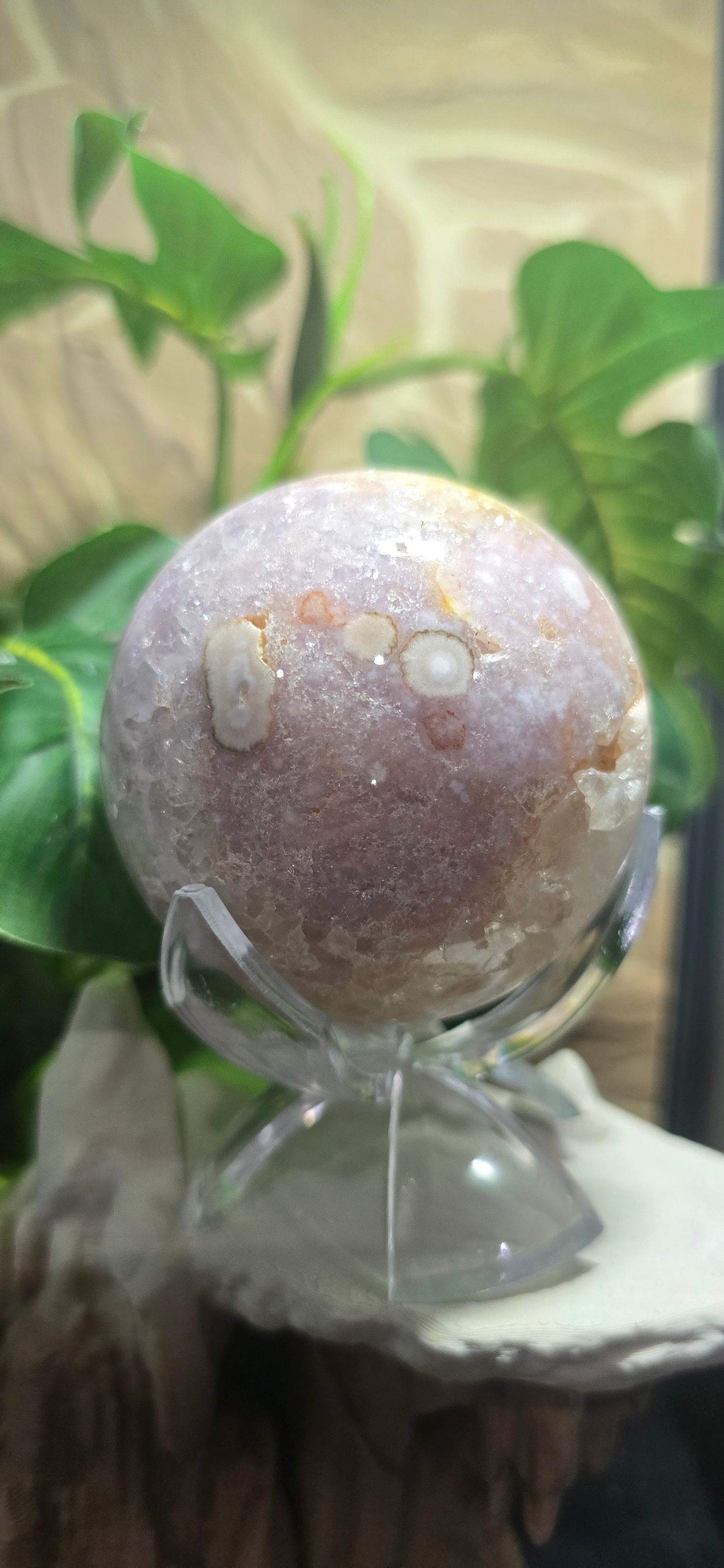 Purple Flower Agate Sphere – Polished Natural Stone