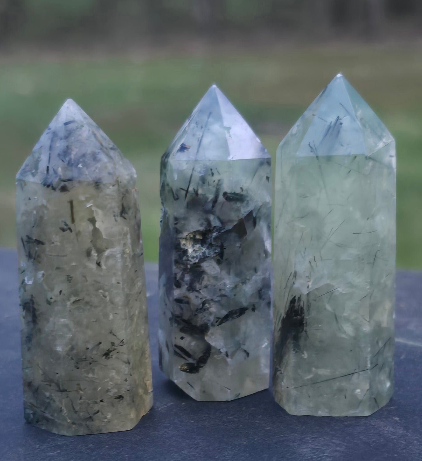 Prehnite with Epidote Towers – Polished Natural Stone