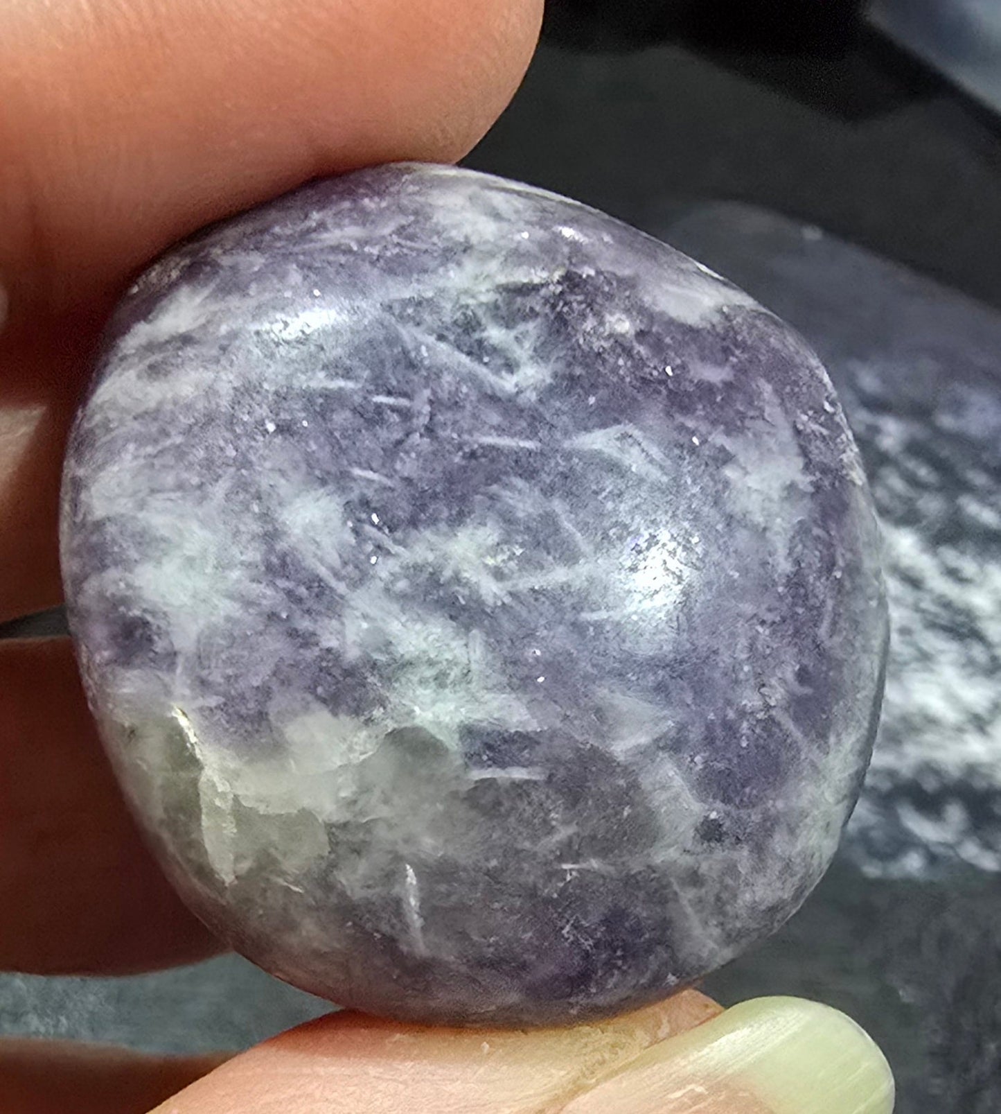Lepidolite Palm Stones – Polished Natural Lithium Mica