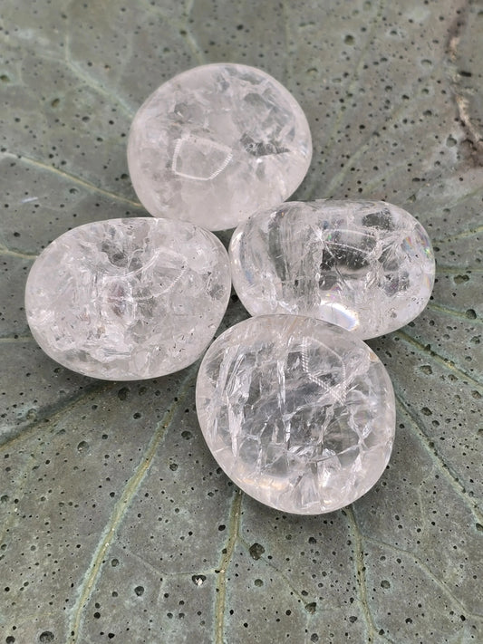 Crackle Quartz ( Heat Treated Clear Quartz) Tumbles